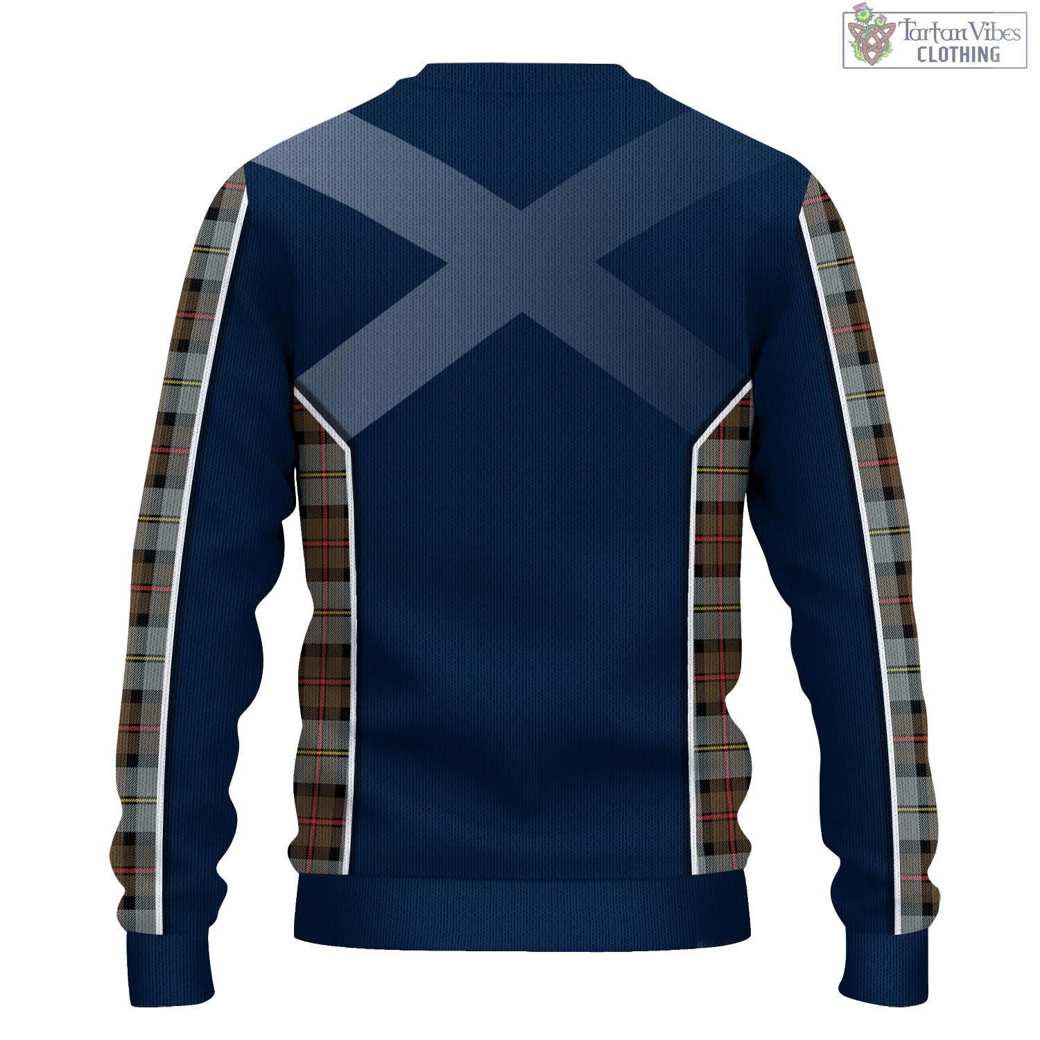 Tartan Vibes Clothing MacLeod of Harris Weathered Tartan Knitted Sweatshirt with Family Crest and Scottish Thistle Vibes Sport Style