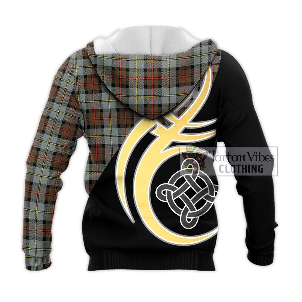 MacLeod of Harris Weathered Tartan Knitted Hoodie with Family Crest and Celtic Symbol Style - Tartan Vibes Clothing