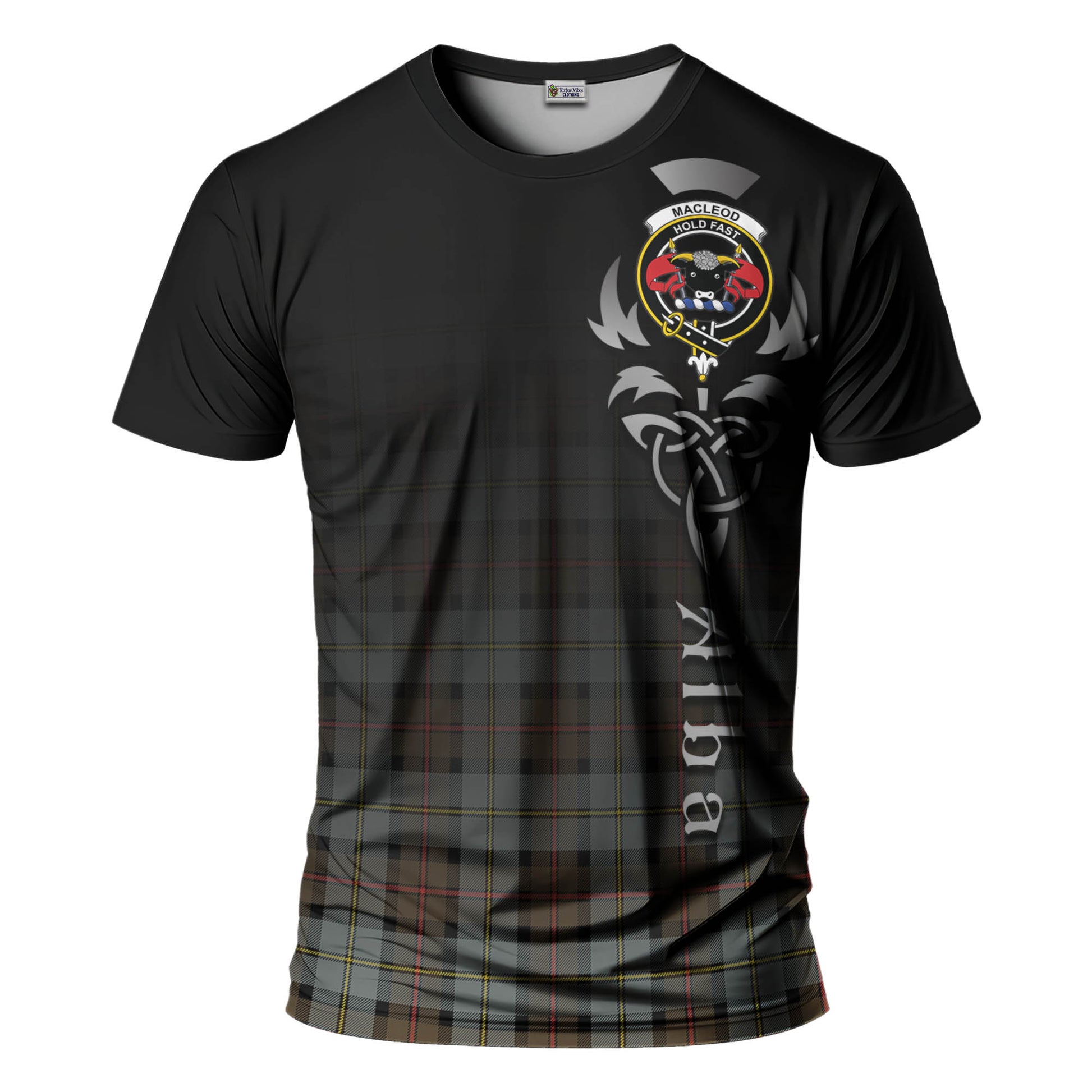 Tartan Vibes Clothing MacLeod of Harris Weathered Tartan T-Shirt Featuring Alba Gu Brath Family Crest Celtic Inspired