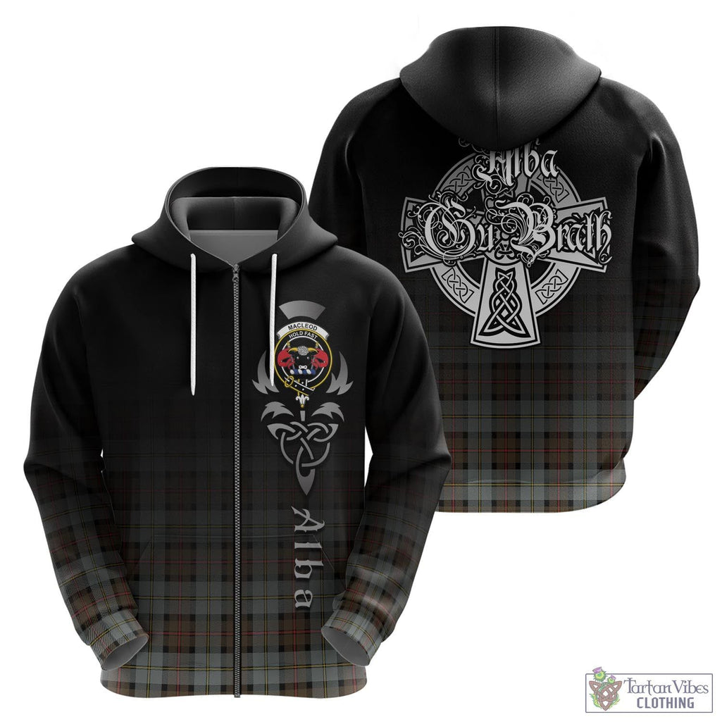 Tartan Vibes Clothing MacLeod of Harris Weathered Tartan Hoodie Featuring Alba Gu Brath Family Crest Celtic Inspired