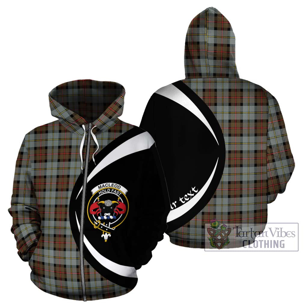 MacLeod of Harris Weathered Tartan Hoodie with Family Crest Circle Style - Tartan Vibes Clothing