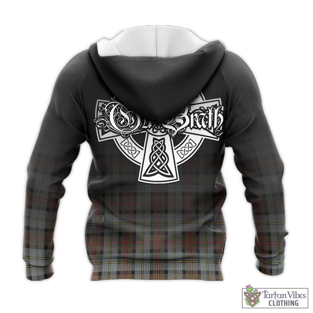 Tartan Vibes Clothing MacLeod of Harris Weathered Tartan Knitted Hoodie Featuring Alba Gu Brath Family Crest Celtic Inspired