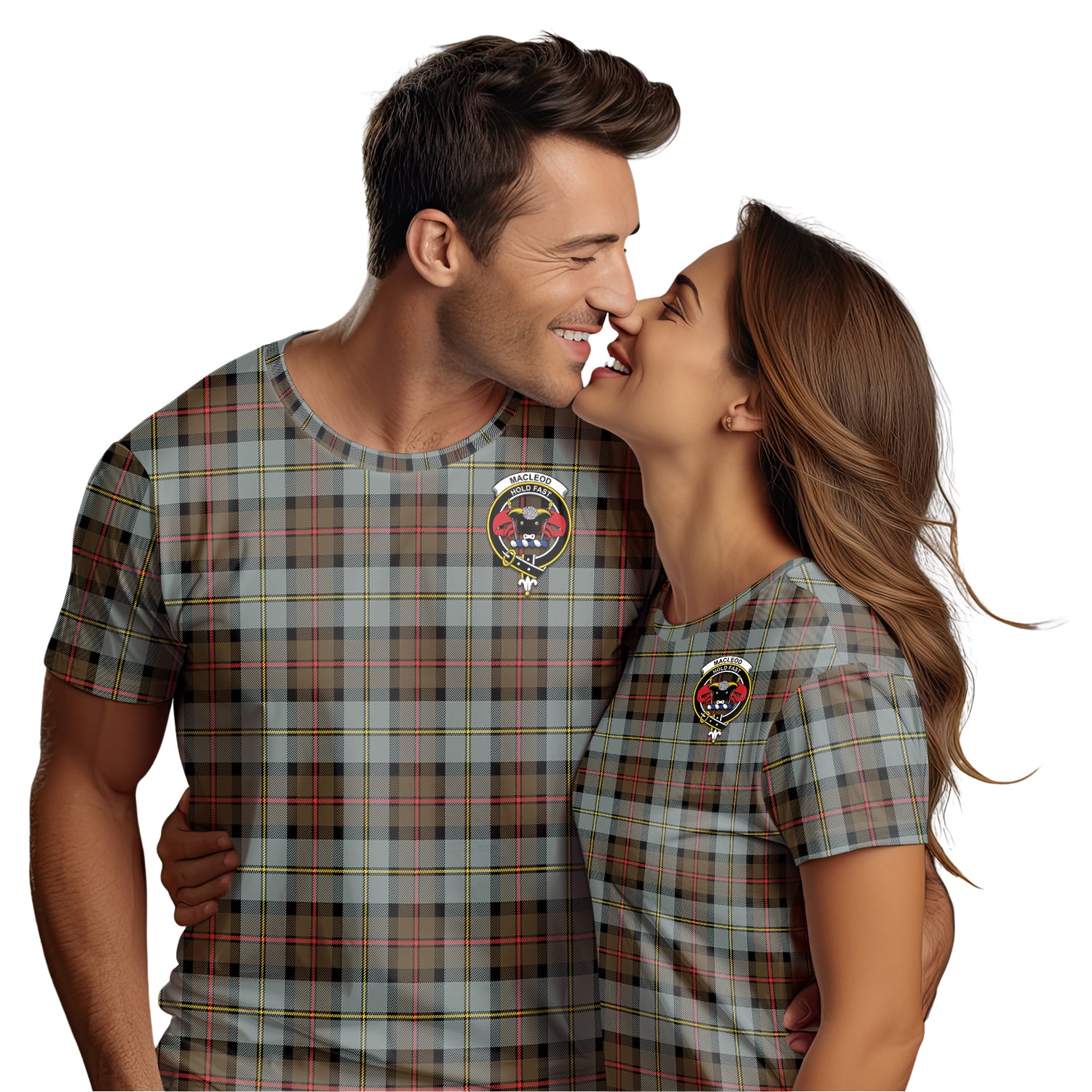 MacLeod of Harris Weathered Tartan T-Shirt with Family Crest - Tartan Vibes Clothing