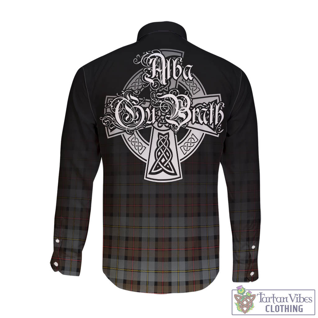 Tartan Vibes Clothing MacLeod of Harris Weathered Tartan Long Sleeve Button Up Featuring Alba Gu Brath Family Crest Celtic Inspired