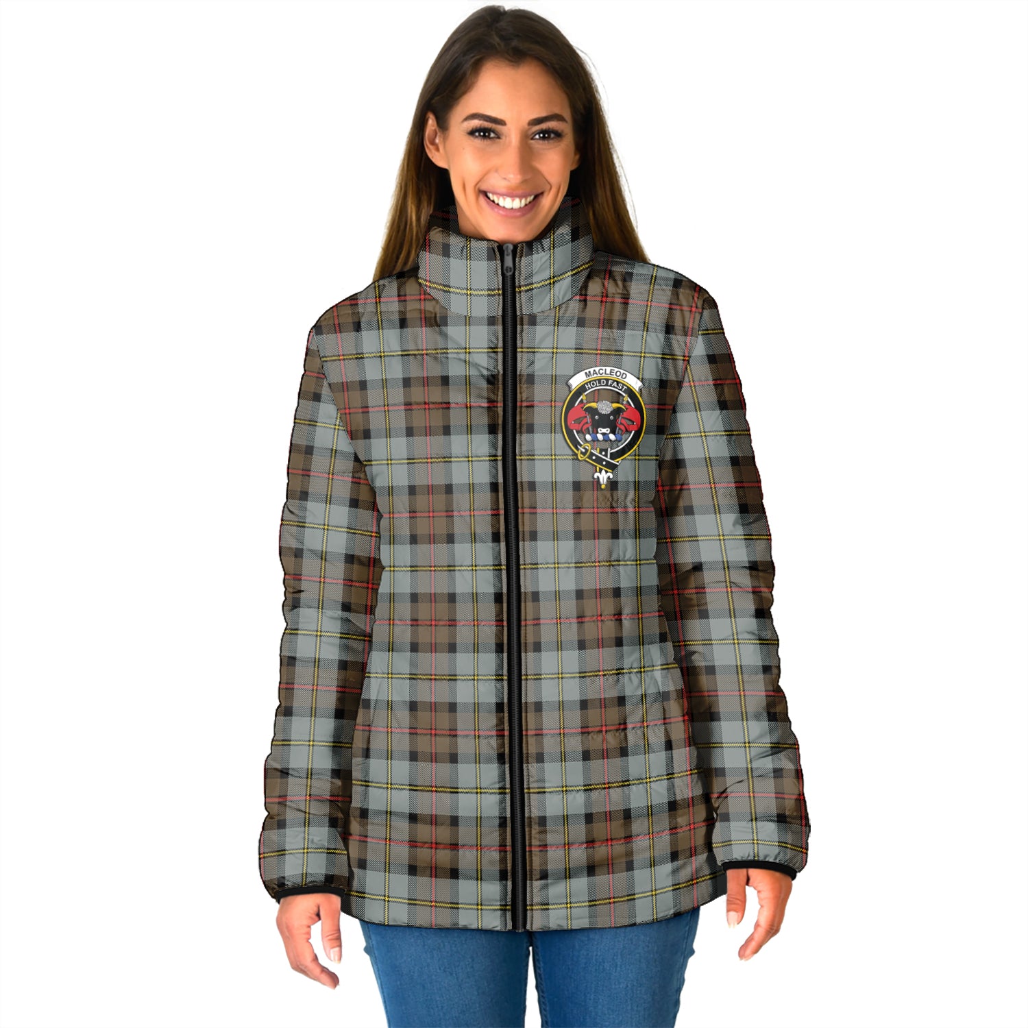 MacLeod of Harris Weathered Tartan Padded Jacket with Family Crest - Tartan Vibes Clothing