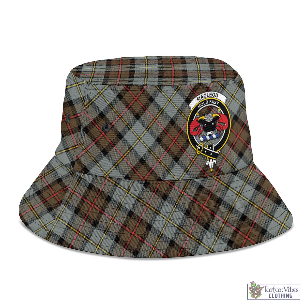 Tartan Vibes Clothing MacLeod of Harris Weathered Tartan Bucket Hat with Family Crest