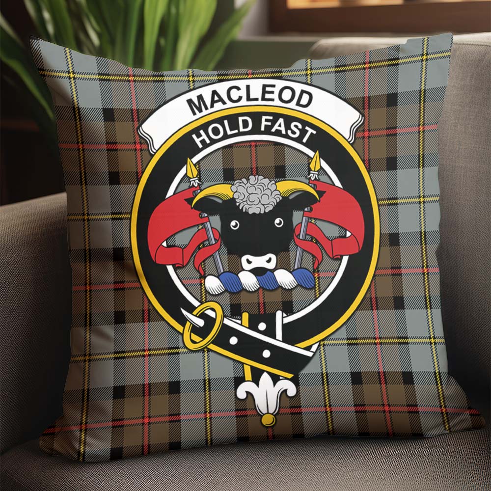 MacLeod of Harris Weathered Tartan Pillow Cover with Family Crest - Tartanvibesclothing