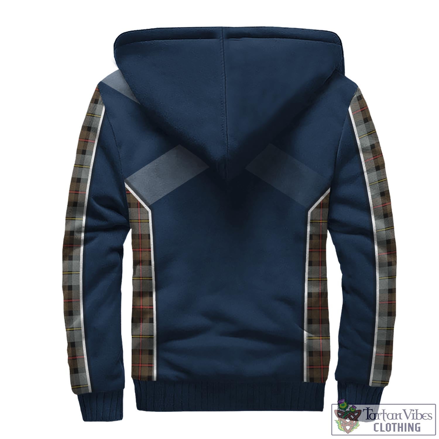 Tartan Vibes Clothing MacLeod of Harris Weathered Tartan Sherpa Hoodie with Family Crest and Scottish Thistle Vibes Sport Style