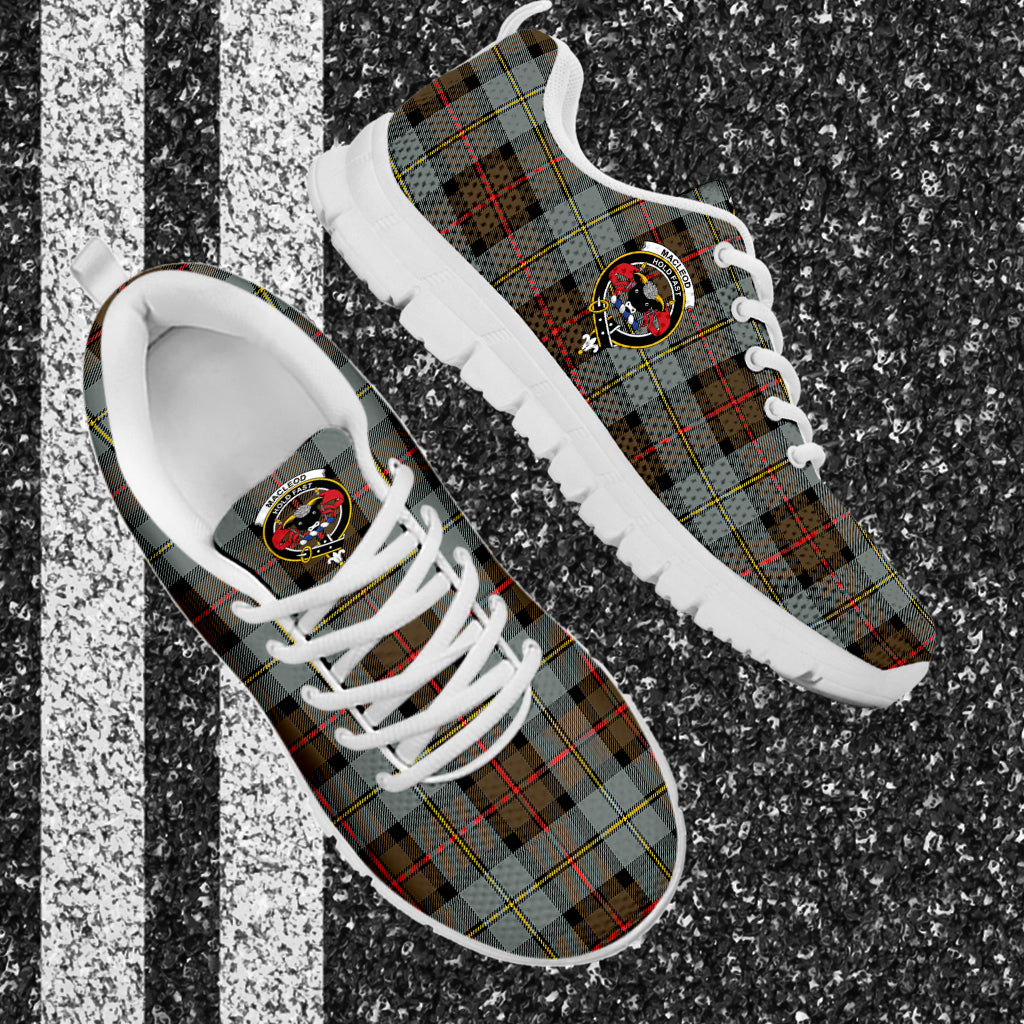 MacLeod of Harris Weathered Tartan Sneakers with Family Crest - Tartan Vibes Clothing