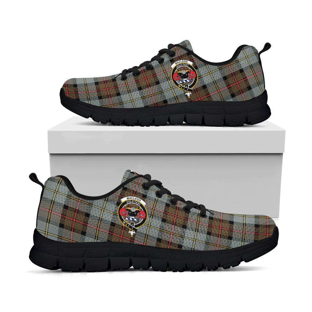 MacLeod of Harris Weathered Tartan Sneakers with Family Crest - Tartan Vibes Clothing