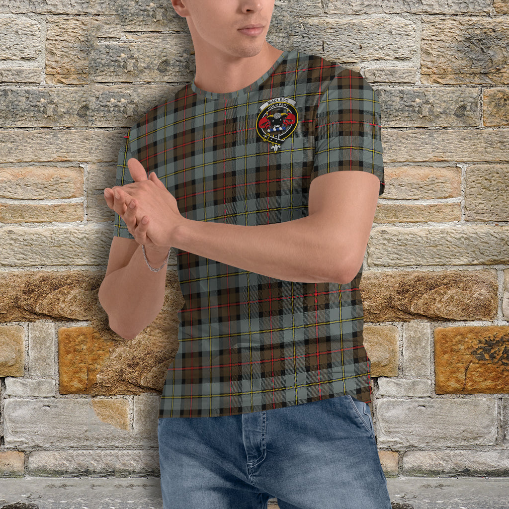 MacLeod of Harris Weathered Tartan T-Shirt with Family Crest - Tartan Vibes Clothing