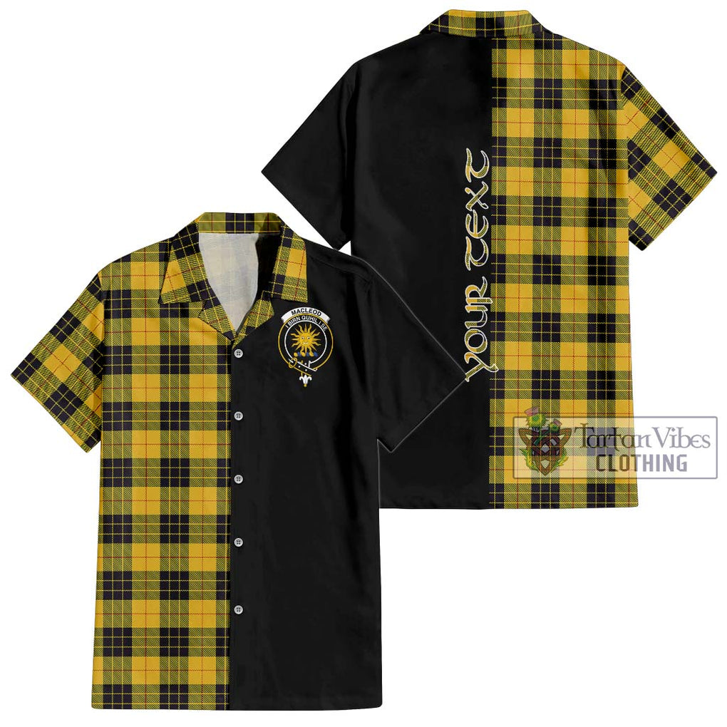 MacLeod of Lewis Ancient Tartan Short Sleeve Button Shirt with Family Crest and Half Of Me Style Kid - Tartanvibesclothing Shop