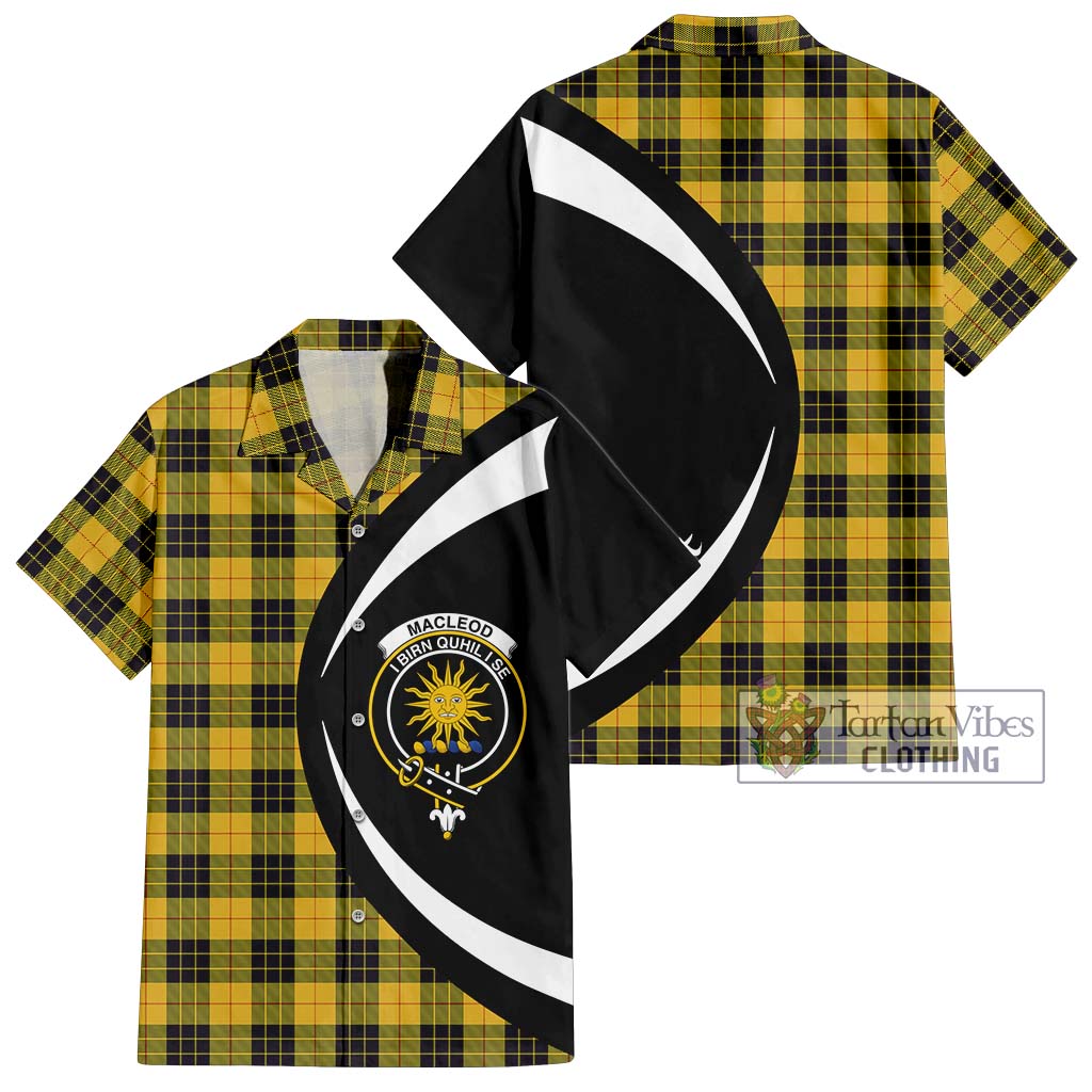 MacLeod of Lewis Ancient Tartan Short Sleeve Button Up with Family Crest Circle Style Kid - Tartan Vibes Clothing