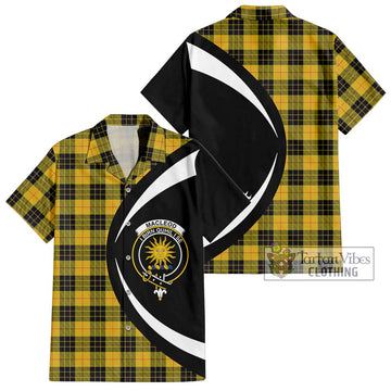 MacLeod of Lewis Ancient Tartan Short Sleeve Button Up with Family Crest Circle Style