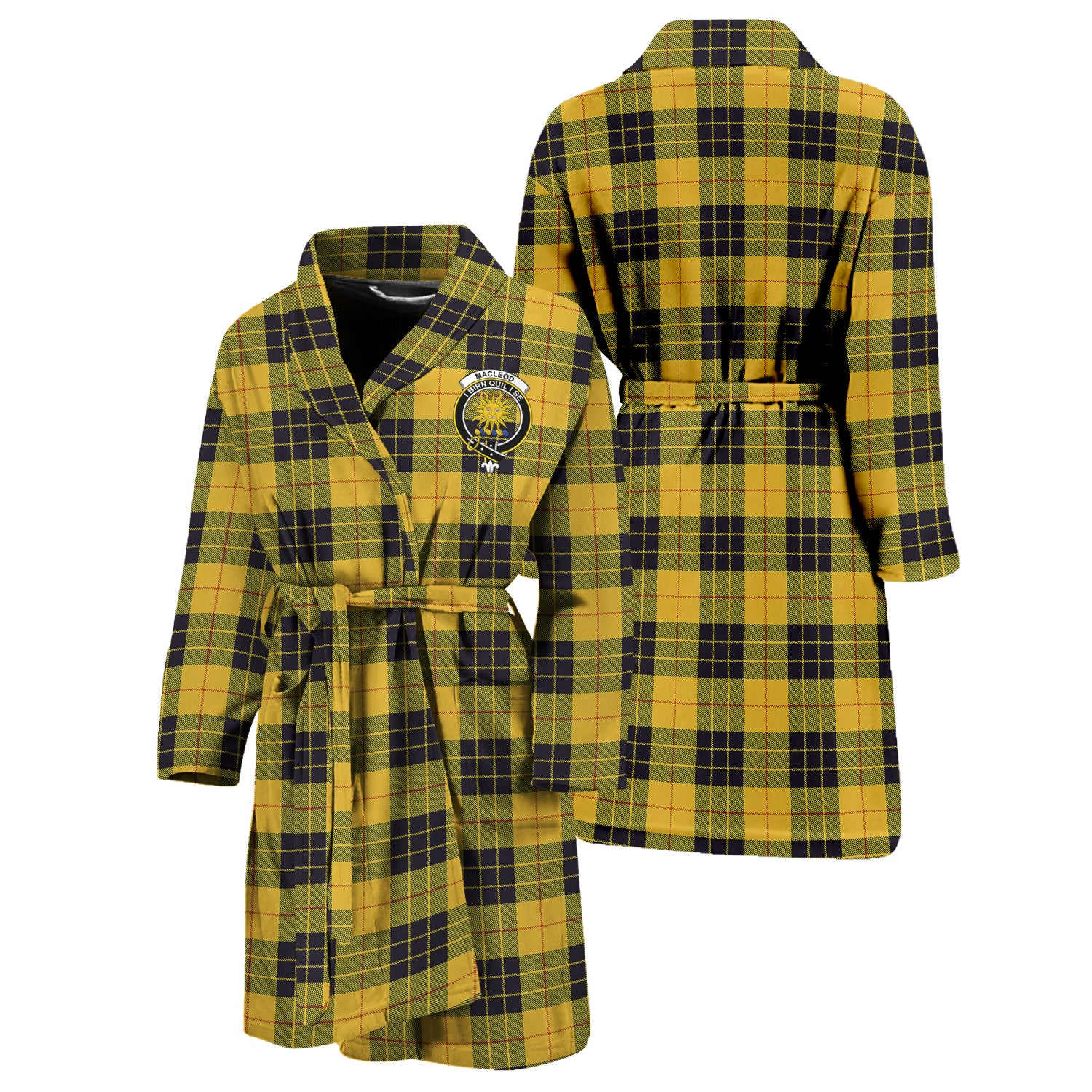 MacLeod of Lewis Ancient Tartan Bathrobe with Family Crest Unisex S - Tartan Vibes Clothing