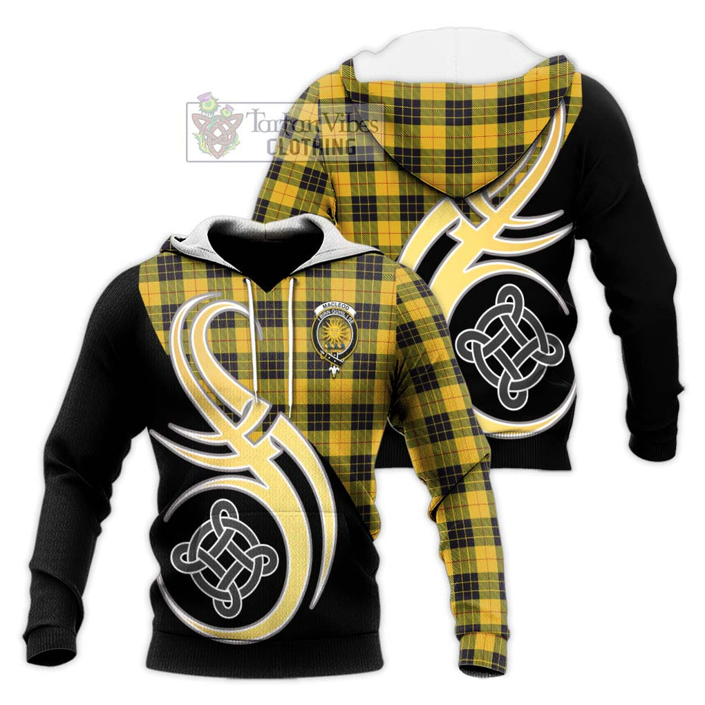 MacLeod of Lewis Ancient Tartan Knitted Hoodie with Family Crest and Celtic Symbol Style Unisex Knitted Pullover Hoodie - Tartan Vibes Clothing