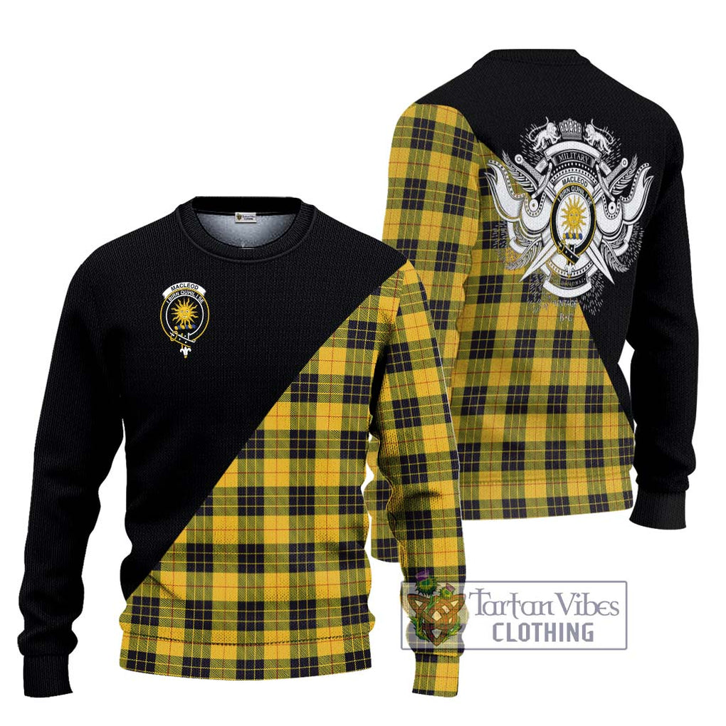 MacLeod of Lewis Ancient Tartan Knitted Sweater with Family Crest and Military Logo Style Unisex - Tartanvibesclothing Shop