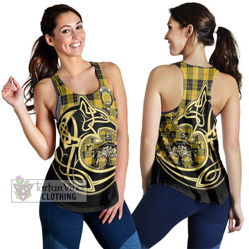 MacLeod of Lewis Ancient Tartan Women's Racerback Tanks with Family Crest Celtic Wolf Style