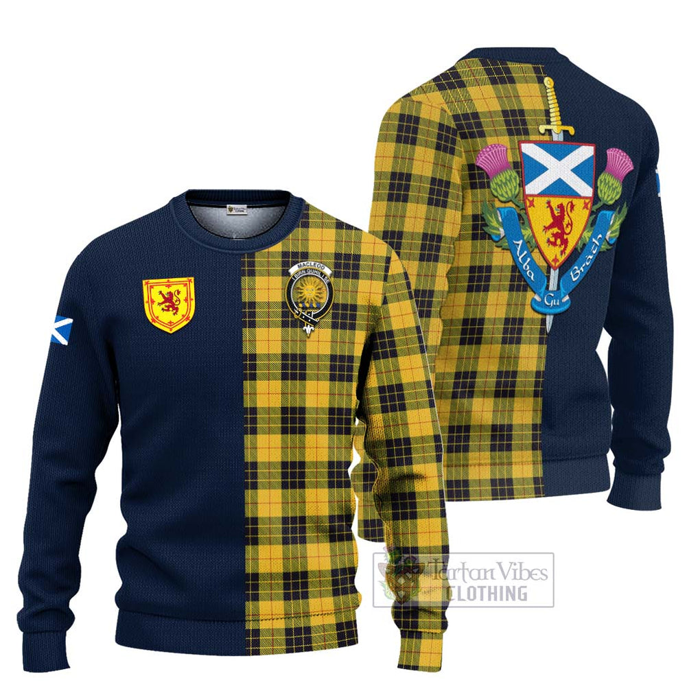 Tartan Vibes Clothing MacLeod of Lewis Ancient Tartan Knitted Sweater with Scottish Lion Royal Arm Half Style