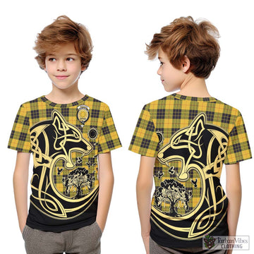 MacLeod of Lewis Ancient Tartan Kid T-Shirt with Family Crest Celtic Wolf Style