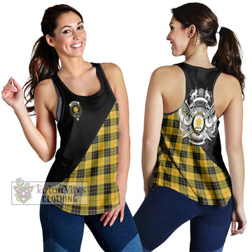 MacLeod of Lewis Ancient Tartan Women's Racerback Tanks with Family Crest and Military Logo Style