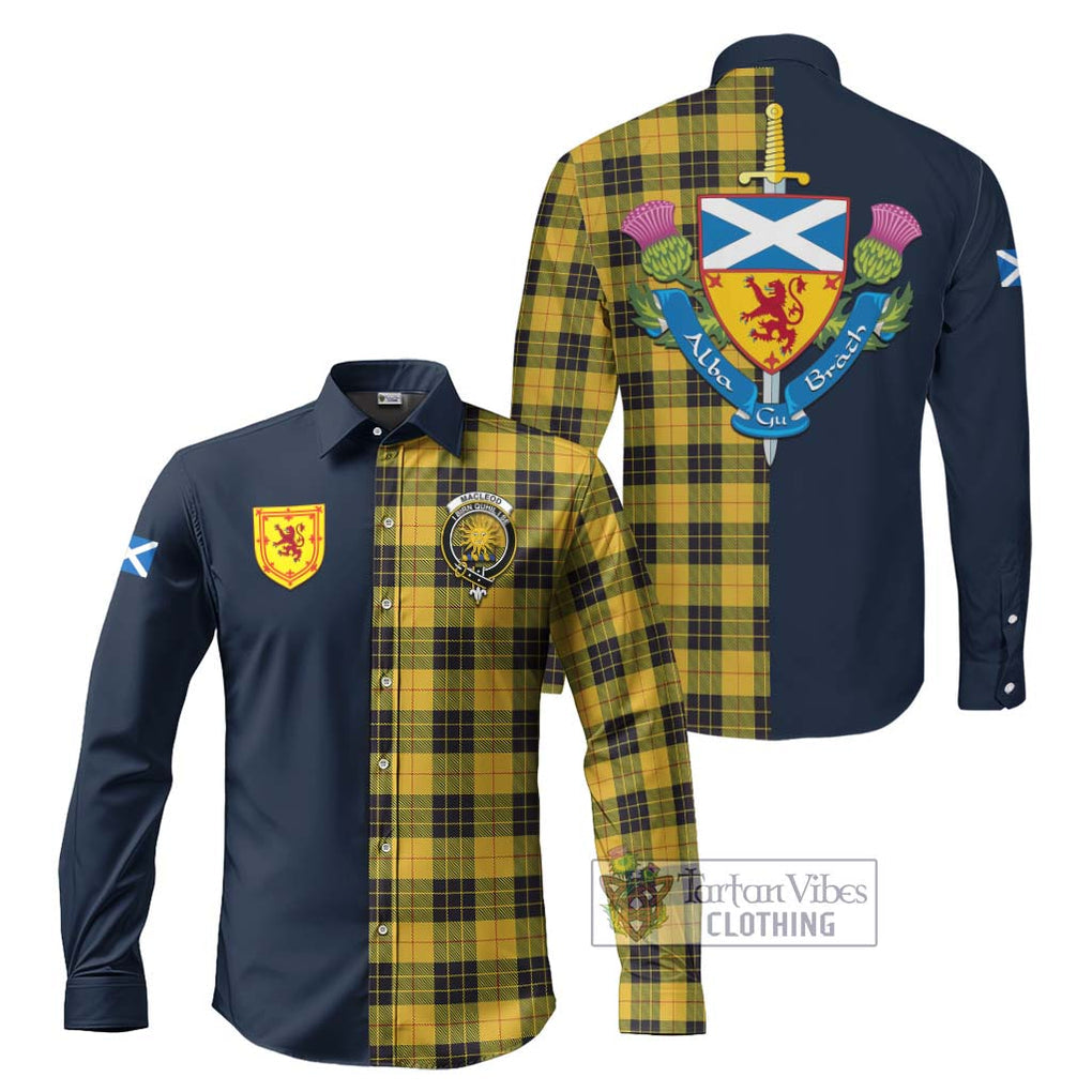 Tartan Vibes Clothing MacLeod of Lewis Ancient Tartan Long Sleeve Button Shirt with Scottish Lion Royal Arm Half Style