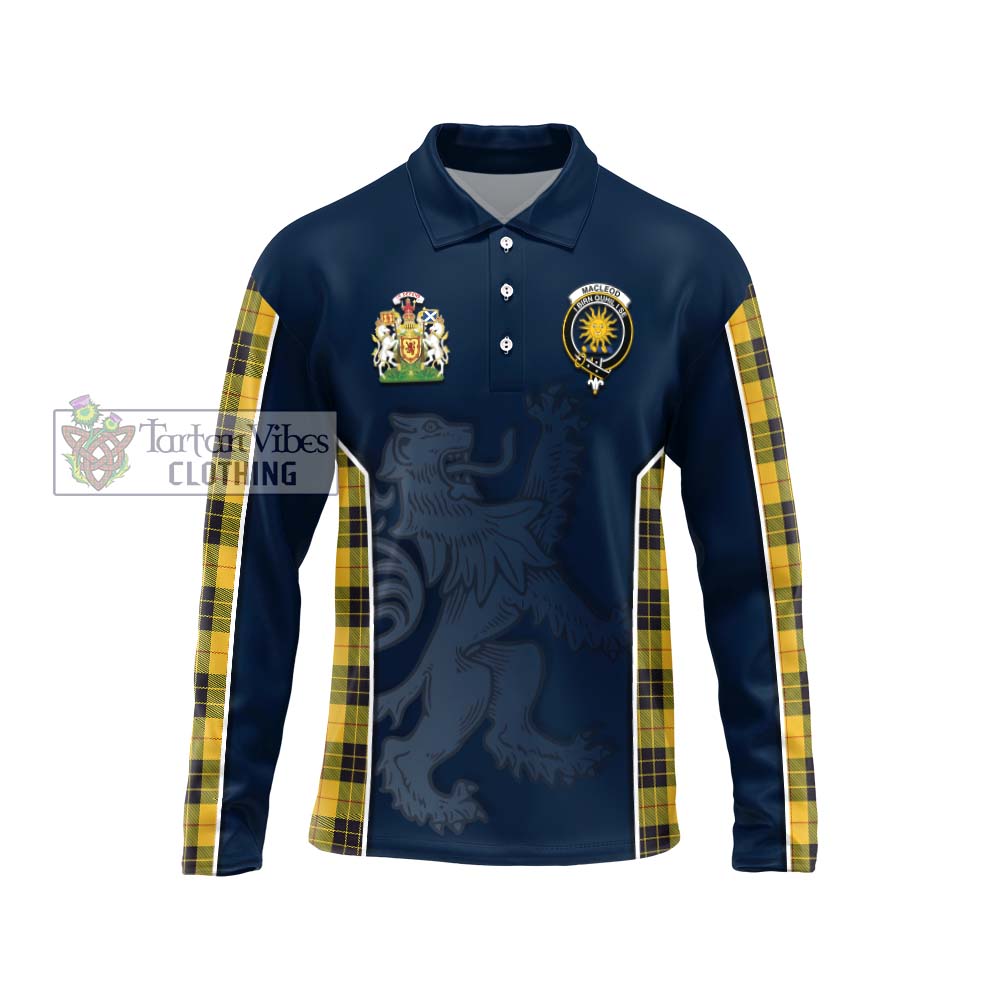 MacLeod of Lewis Ancient Tartan Long Sleeve Polo Shirt with Family Crest and Lion Rampant Vibes Sport Style Unisex - Tartan Vibes Clothing