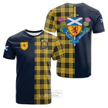 MacLeod of Lewis Ancient Tartan Cotton T-shirt Alba with Scottish Lion Royal Arm Half Style