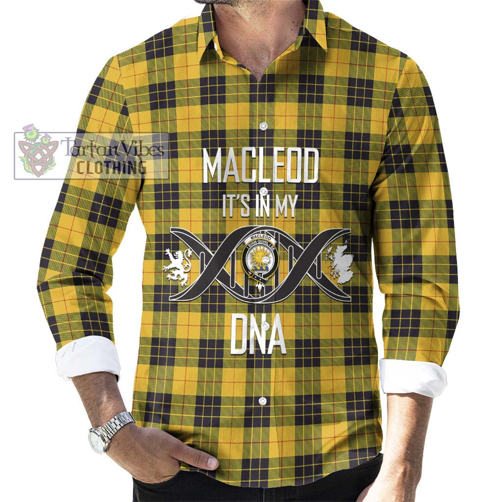 MacLeod of Lewis Ancient Tartan Long Sleeve Button Shirt with Family Crest DNA In Me Style Men's Shirt S - Tartanvibesclothing Shop