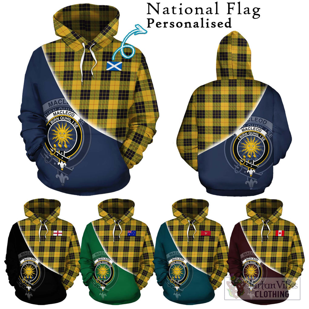 MacLeod of Lewis Ancient Tartan Hoodie with Personalised National Flag and Family Crest Half Style Zip Hoodie - Tartanvibesclothing Shop