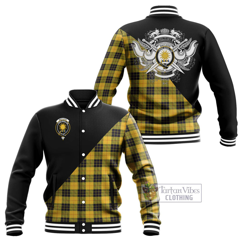 MacLeod of Lewis Ancient Tartan Baseball Jacket with Family Crest and Military Logo Style Unisex - Tartanvibesclothing Shop