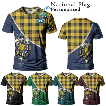 MacLeod of Lewis Ancient Tartan T-Shirt with Personalised National Flag and Family Crest Half Style