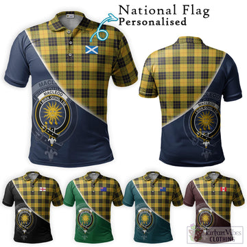 MacLeod of Lewis Ancient Tartan Polo Shirt with Personalised National Flag and Family Crest Half Style