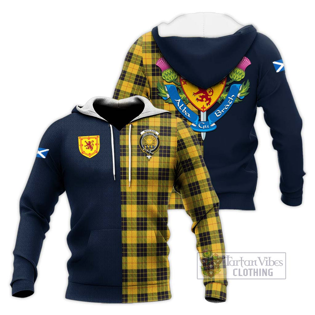 Tartan Vibes Clothing MacLeod of Lewis Ancient Tartan Knitted Hoodie with Scottish Lion Royal Arm Half Style