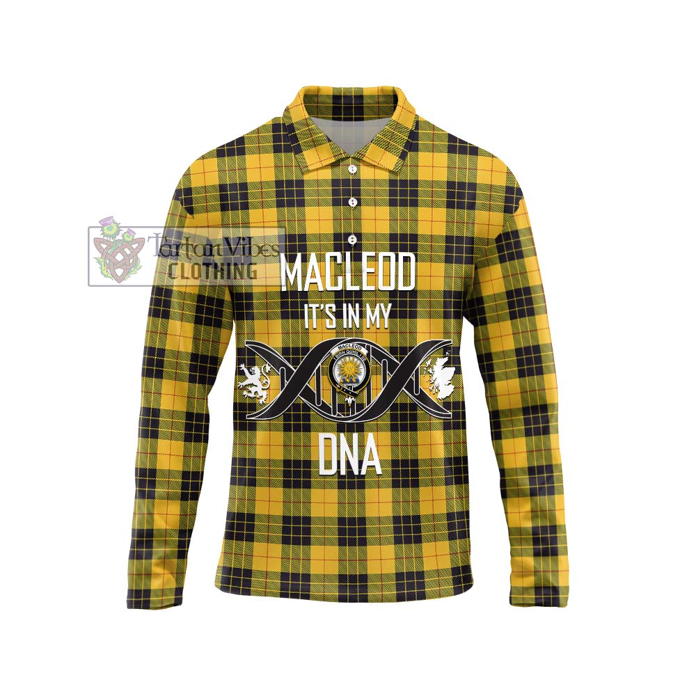 MacLeod of Lewis Ancient Tartan Long Sleeve Polo Shirt with Family Crest DNA In Me Style Unisex - Tartanvibesclothing Shop