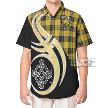 MacLeod of Lewis Ancient Tartan Short Sleeve Button Shirt with Family Crest and Celtic Symbol Style