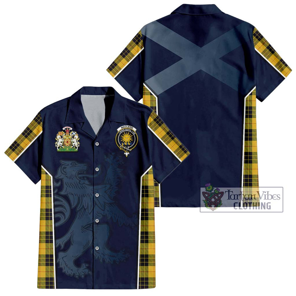 MacLeod of Lewis Ancient Tartan Short Sleeve Button Shirt with Family Crest and Lion Rampant Vibes Sport Style Kid - Tartan Vibes Clothing