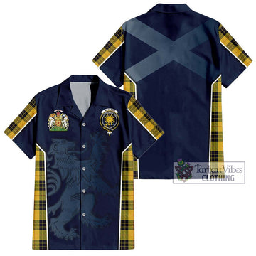 MacLeod of Lewis Ancient Tartan Short Sleeve Button Shirt with Family Crest and Lion Rampant Vibes Sport Style