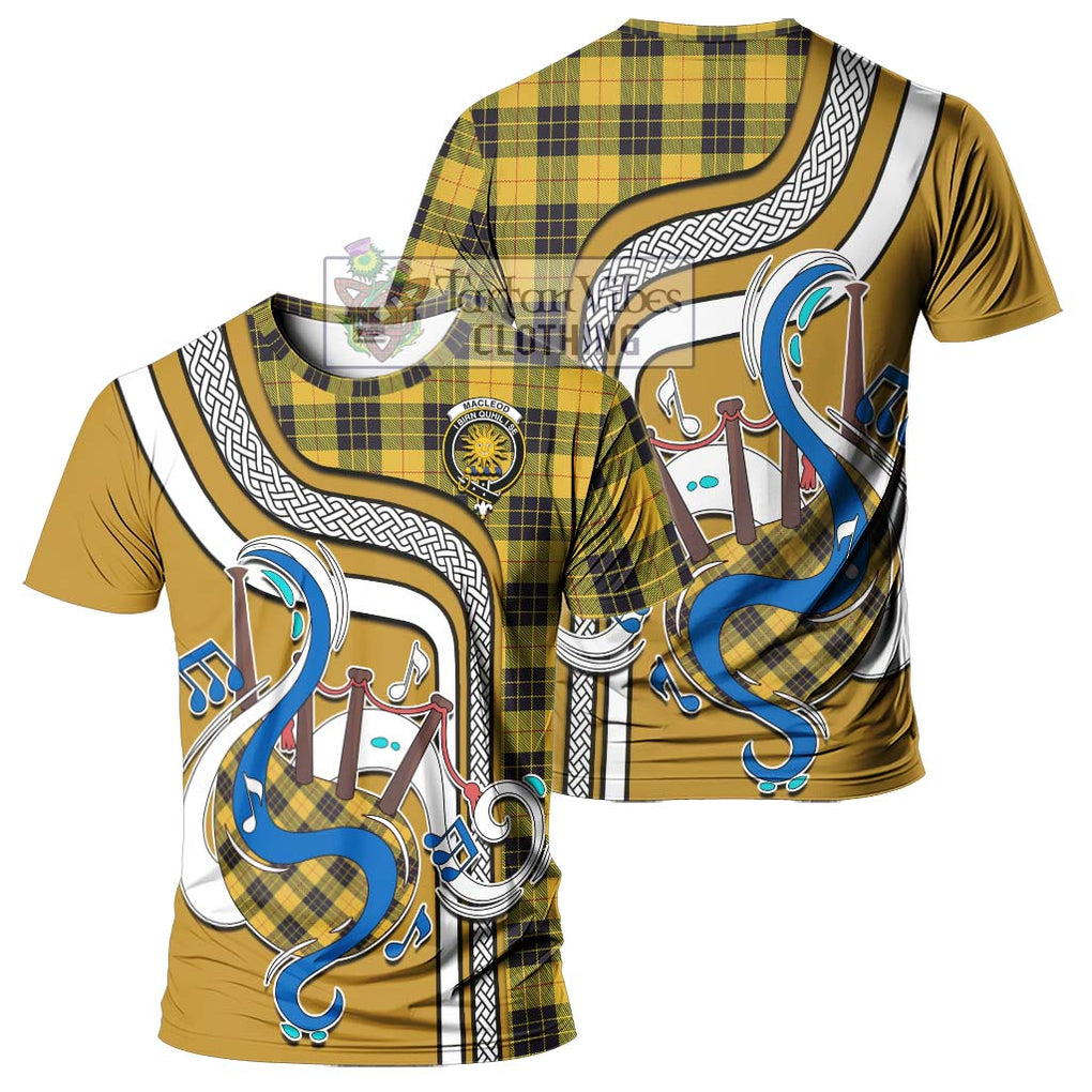 MacLeod of Lewis Ancient Tartan T-Shirt with Epic Bagpipe Style - Tartanvibesclothing Shop