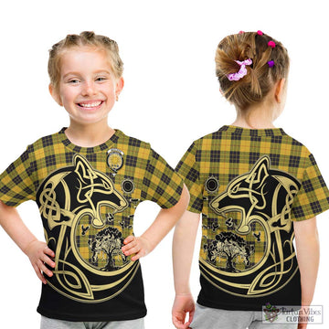 MacLeod of Lewis Ancient Tartan Kid T-Shirt with Family Crest Celtic Wolf Style