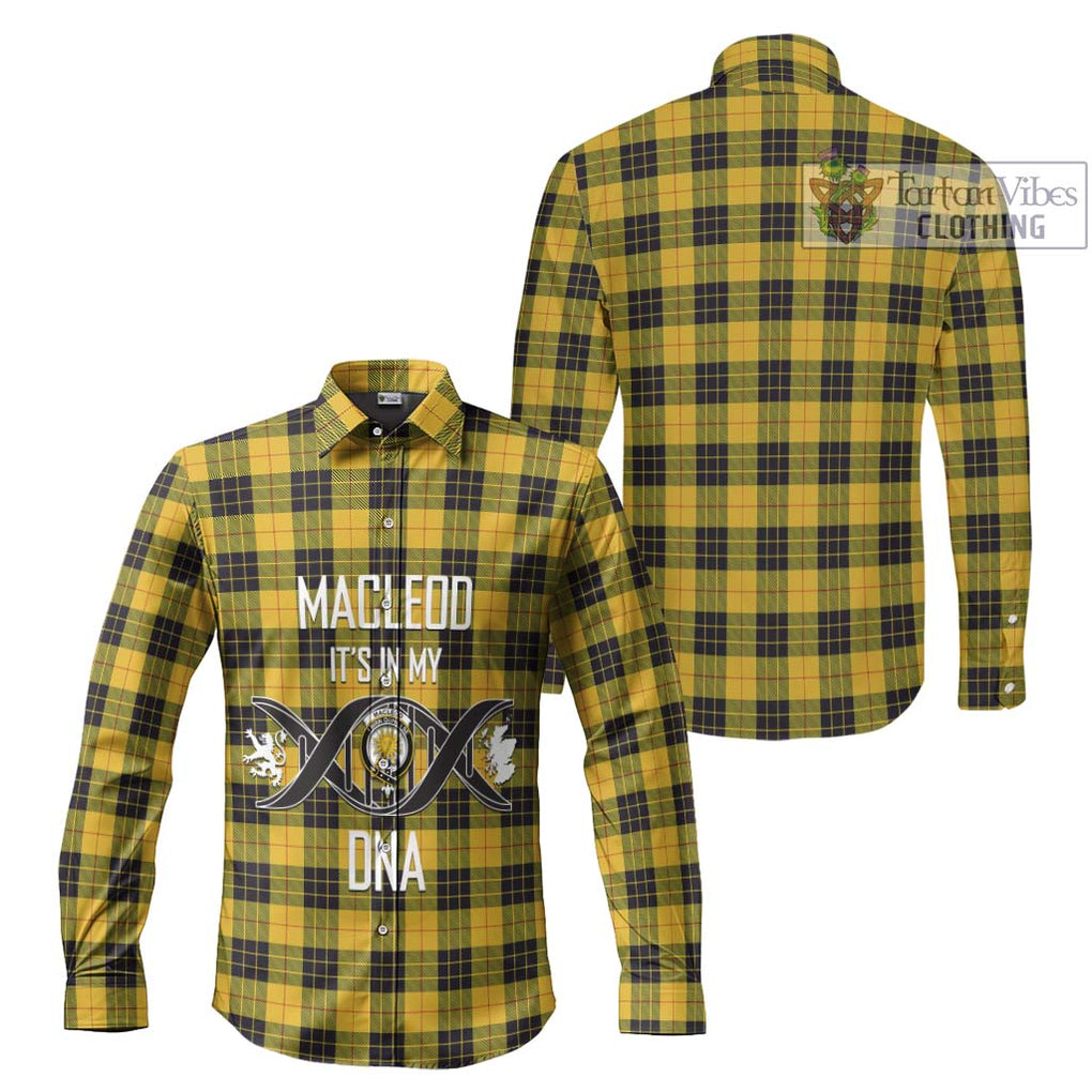 MacLeod of Lewis Ancient Tartan Long Sleeve Button Shirt with Family Crest DNA In Me Style Men's Shirt - Tartanvibesclothing Shop