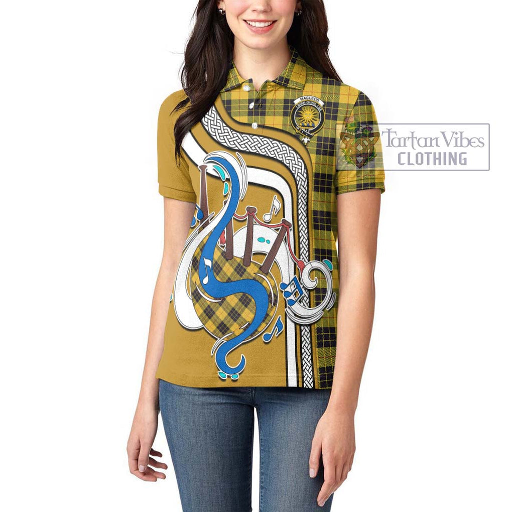 MacLeod of Lewis Ancient Tartan Women's Polo Shirt with Epic Bagpipe Style - Tartanvibesclothing Shop