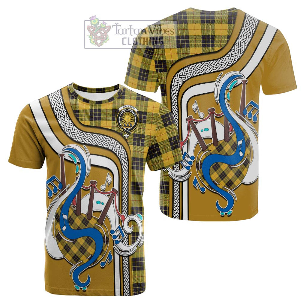 Tartan Vibes Clothing MacLeod of Lewis Ancient Tartan Cotton T-shirt with Epic Bagpipe Style