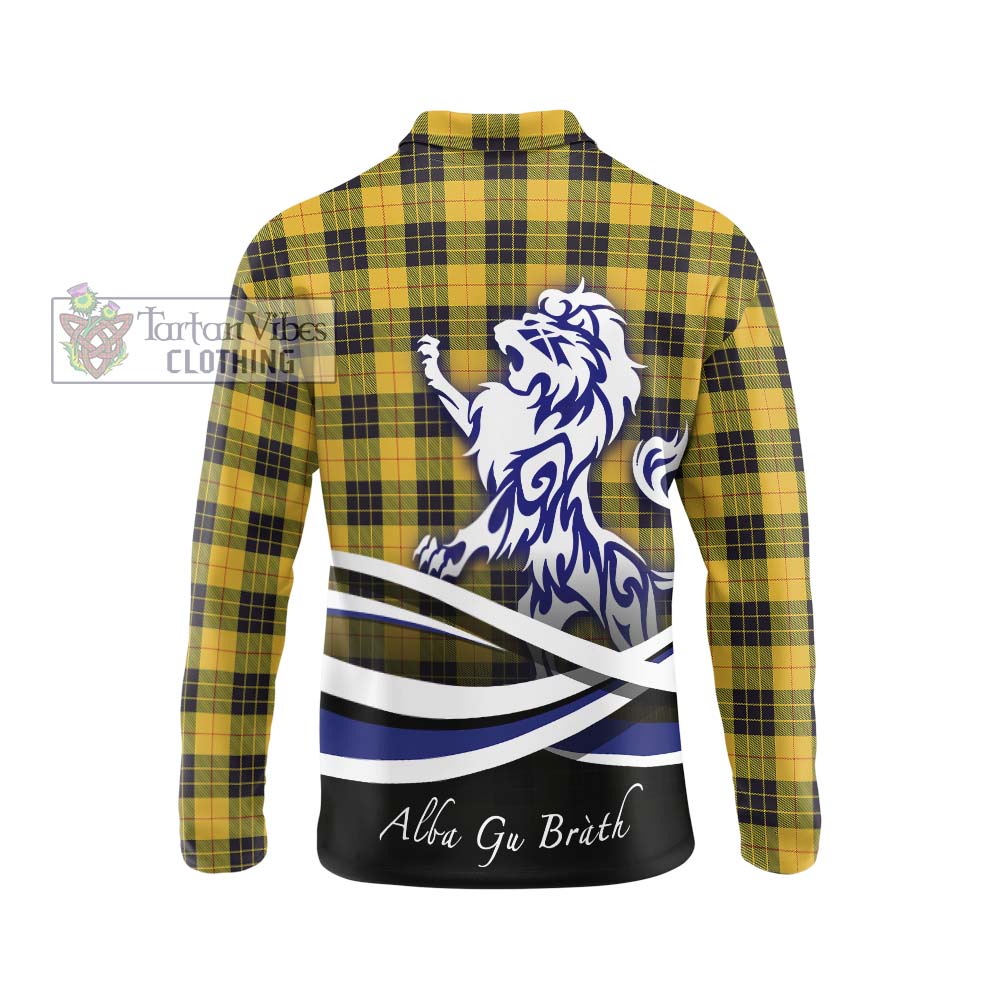 MacLeod of Lewis Ancient Tartan Long Sleeve Polo Shirt with Alba Gu Brath Regal Lion Emblem - Tartanvibesclothing Shop