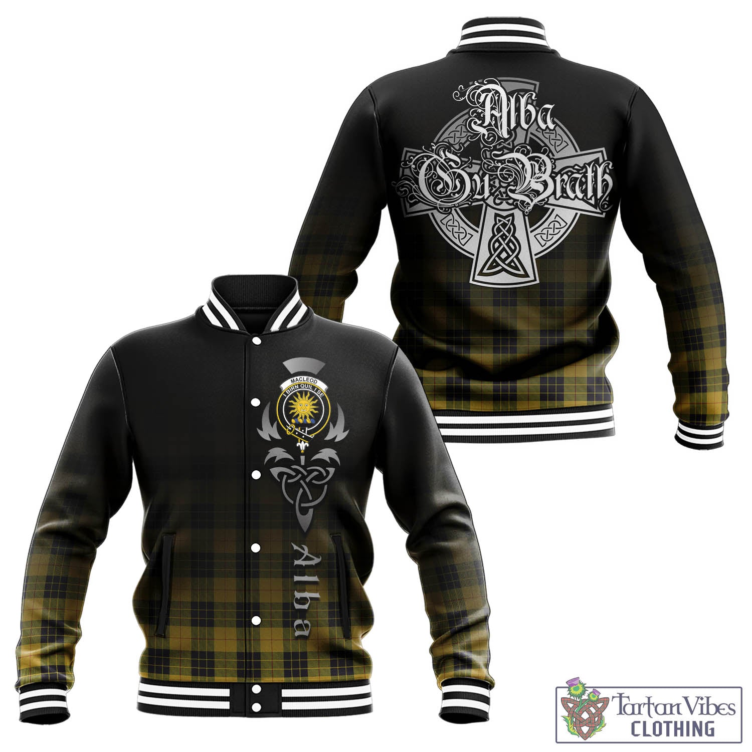 Tartan Vibes Clothing MacLeod of Lewis Ancient Tartan Baseball Jacket Featuring Alba Gu Brath Family Crest Celtic Inspired