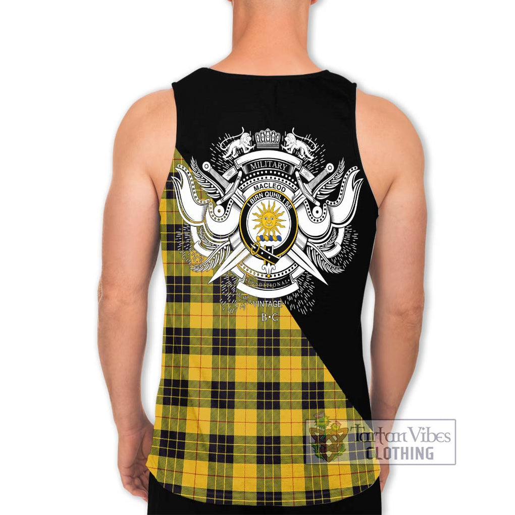 MacLeod of Lewis Ancient Tartan Men's Tank Top with Family Crest and Military Logo Style - Tartanvibesclothing Shop