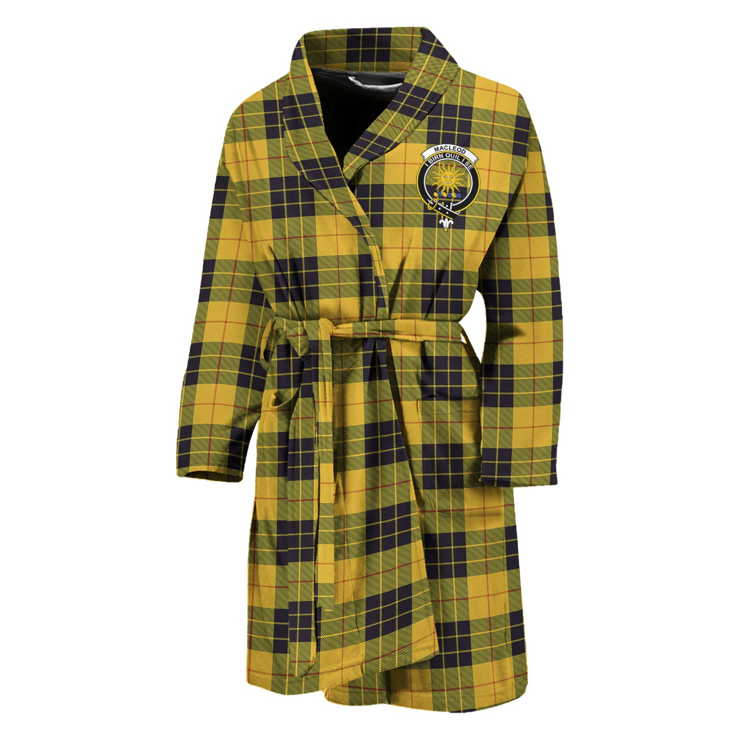 MacLeod of Lewis Ancient Tartan Bathrobe with Family Crest Unisex M - Tartan Vibes Clothing