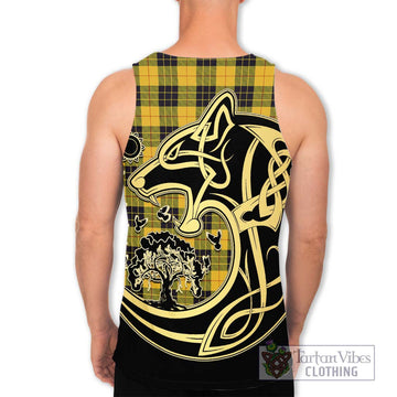 MacLeod of Lewis Ancient Tartan Men's Tank Top with Family Crest Celtic Wolf Style