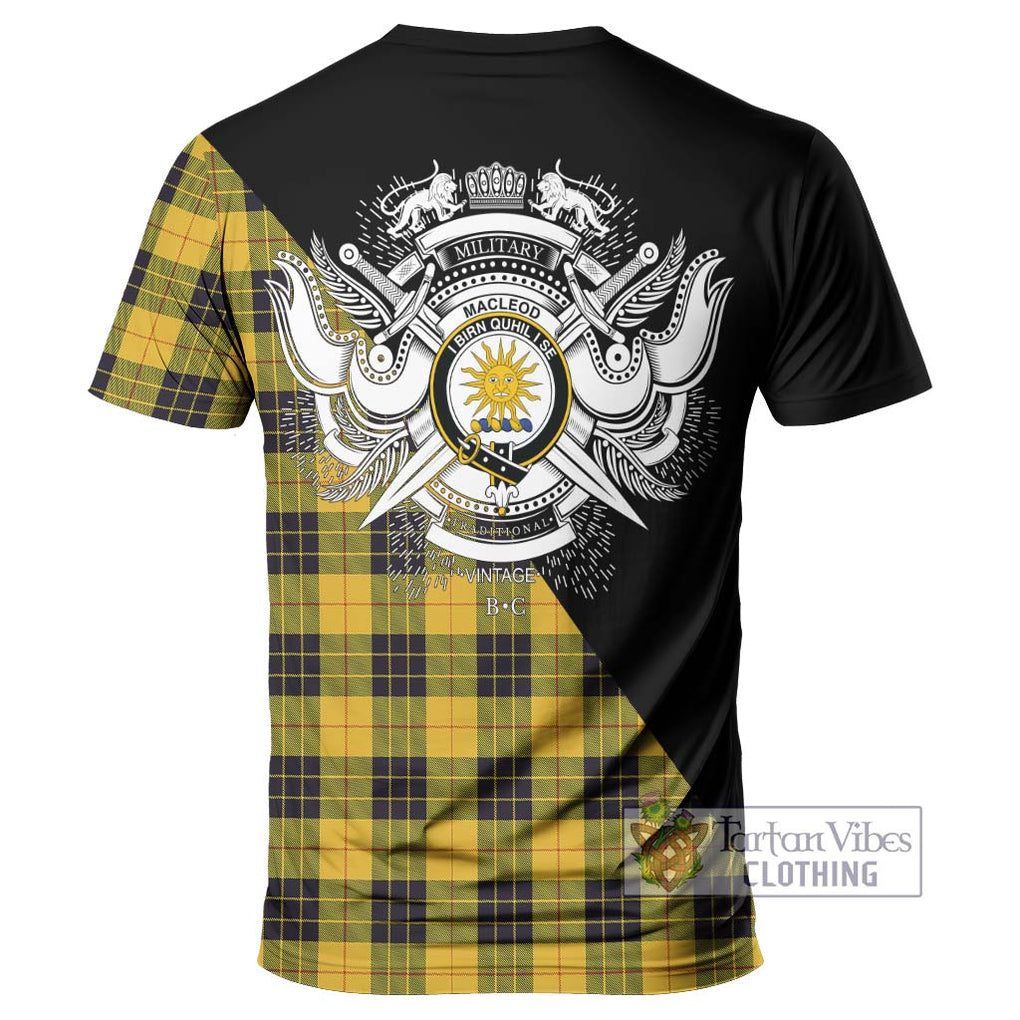 MacLeod of Lewis Ancient Tartan T-Shirt with Family Crest and Military Logo Style - Tartanvibesclothing Shop