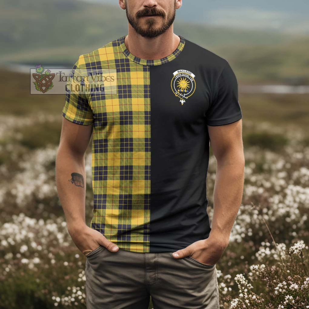 MacLeod of Lewis Ancient Tartan T-Shirt with Family Crest and Half Of Me Style - Tartanvibesclothing Shop